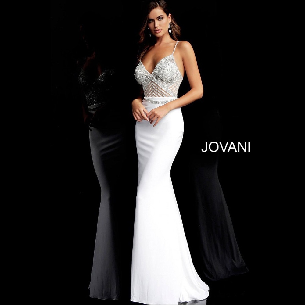 JOVANI 63147 Crystal Beaded Illusion Gown